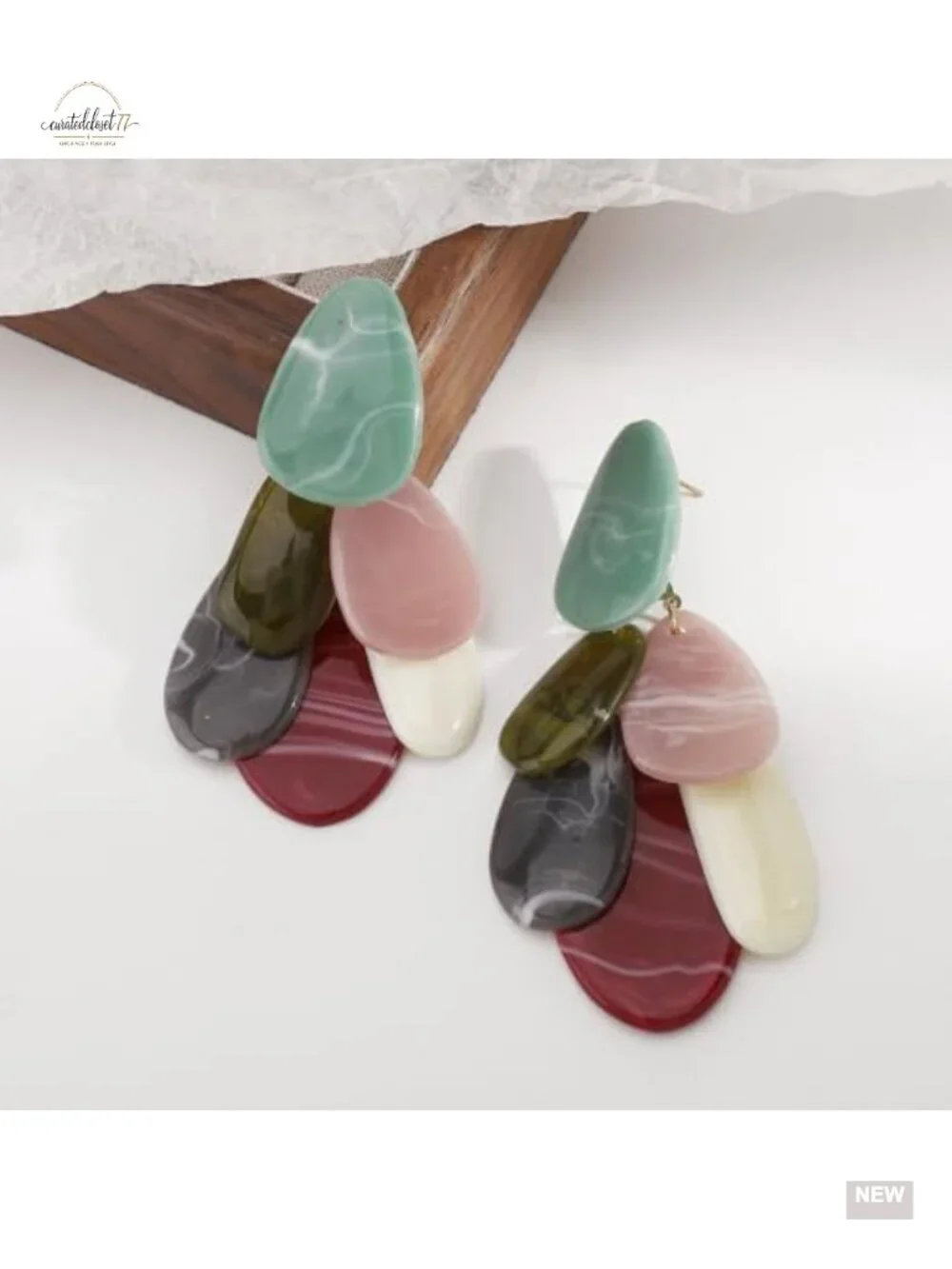 Acrylic Teardrop Dangle Earrings Geometric Charms Lightweight Resin Bohemian